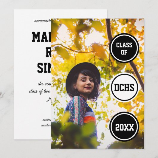 Black Circles Foto Afstuderen Kaart (Voorkant / Achterkant)