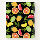 Black Citrus Citrus Sinaasappel Pattern Naam toevo Notitieboek (Achterkant)