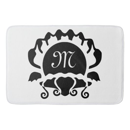 Black Clam Silhouette Monogram Badmat (Voorkant)