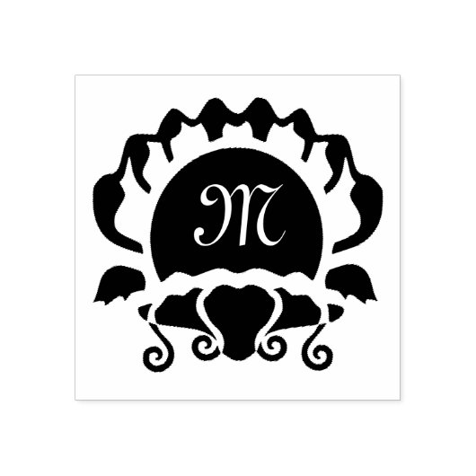 Black Clam Silhouette Monogram Rubberstempel (Afrduk)