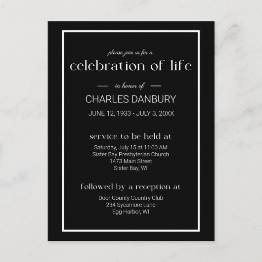 Black Classic begrafenis viering van het leven Briefkaart (Voorkant)