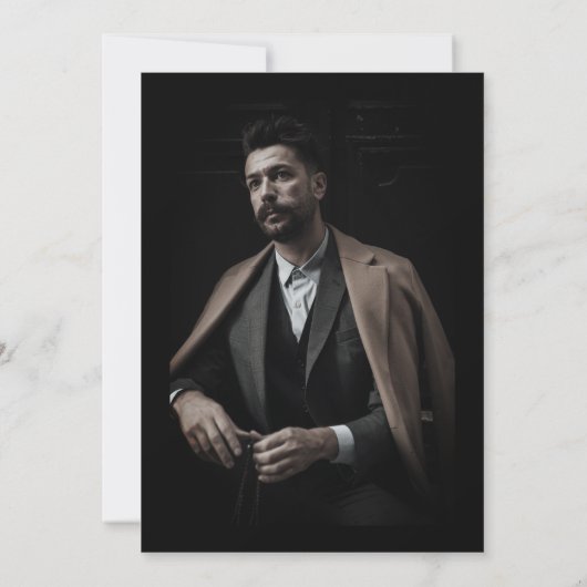 Black Classic Foto Begrafenis Viering van het leve Kaart (Achterkant)