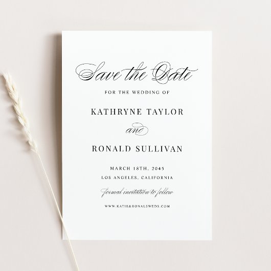 Black Classic Script Typografie Save The Date