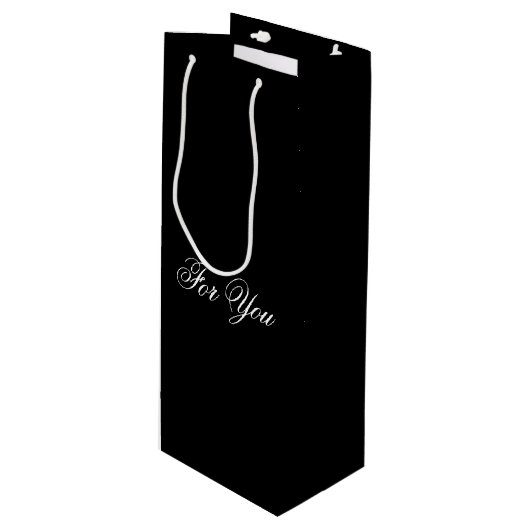 Black Classy Designer Wine Gift Bag Wijn Cadeautas (Voorkant Gekanteld)