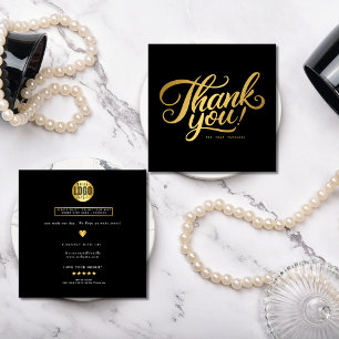 Black Classy en Elegant gouden dank u Vierkante Visitekaartje
