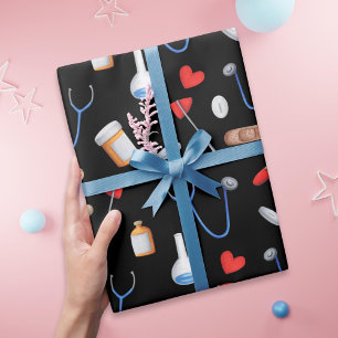 Black Clinic Doctor Nurse Medische hulpmiddelen Ve Cadeaupapier