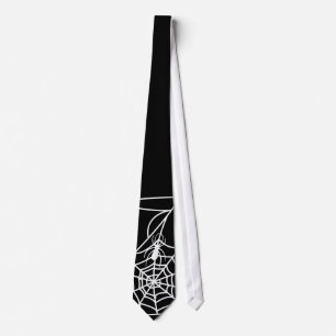 Black Cobweb en Spider, voor bruidegom, Halloween Stropdas