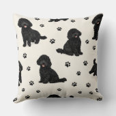Black Cockapoo Gift | Cute Dog Pattern Cushion Kussen (Achterkant)