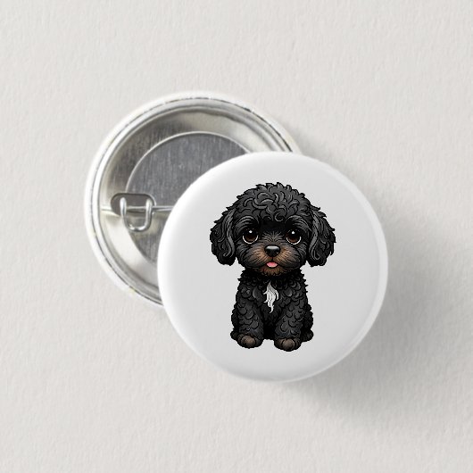 Black Cockapoo Ronde Button 3,2 Cm (Voorkant /achterkant)