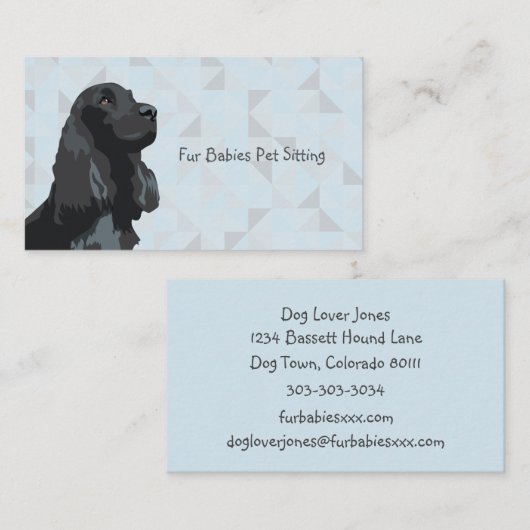 Black Cocker Cartes de visite espagnols (Devant / Derrière)