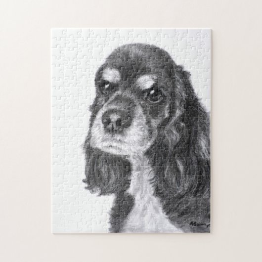 Black Cocker Spaniel Art Legpuzzel (Verticaal)