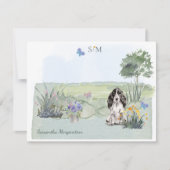 Black Cocker Spaniel Dog Monogram en naam   Notitiekaartje (Voorkant)