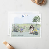 Black Cocker Spaniel Dog Monogram en naam   Notitiekaartje (Voorkant / Achterkant in situ)