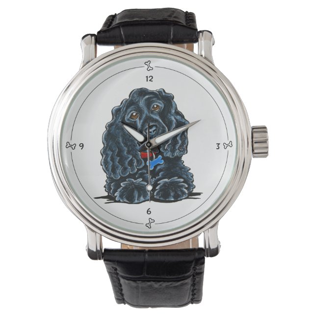 Black Cocker Spaniel Fitz Horloge (Voorkant)