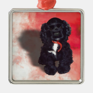 Black Cocker Spaniel Puppy - Abby Metalen Ornament