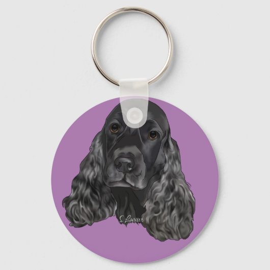 Black Cocker Spaniel Sleutelhanger (Voorkant)