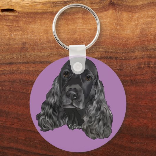Black Cocker Spaniel Sleutelhanger (Voorkant)