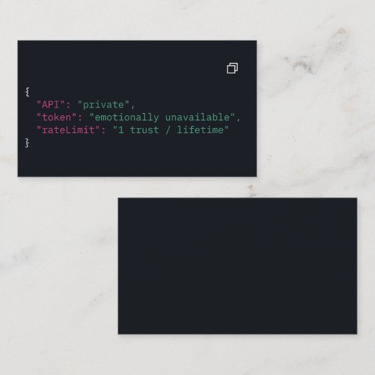 Black Coder Quote Visitekaartje –  (Voorkant / Achterkant)