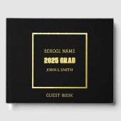 Black Color School Afstudeerder met naam Gastenboek (Voorkant)