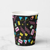 Black Colorful 80's Retro Party Theme Papieren Bekers (Rechts)