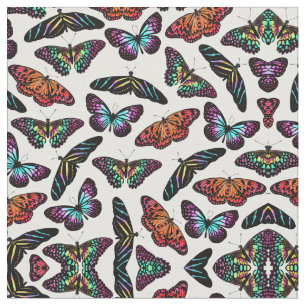 Black Colorful Butterflies Waterverf Patroon Stof