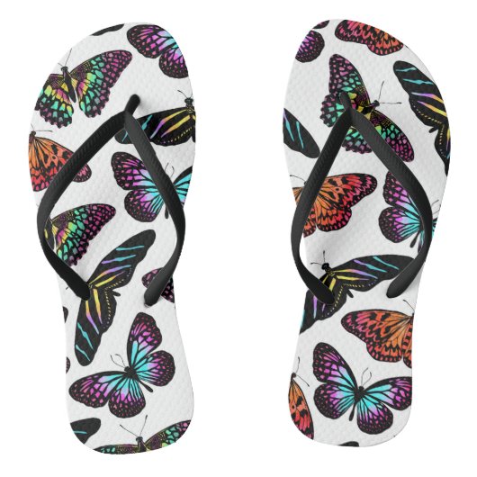 Black Colorful Butterflies Waterverf Patroon Teenslippers (Voetbed)