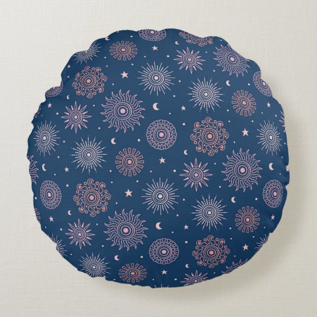 Black colour circle Pillow Rond Kussen (Voorkant)