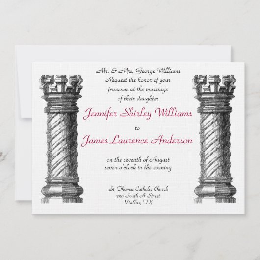 Black Columns Wedding Uitnodiging (Voorkant)