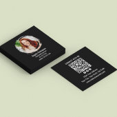 Black Connect with Me Photo QR Code  Vierkante Visitekaartje