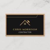 Black Construction Professional Wood QR Code Visitekaartje (Voorkant)