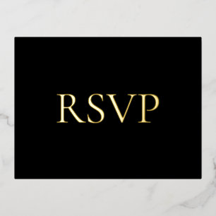 Black Contemporary Luxe Wedding RSVP Folie Feestdagen Briefkaart