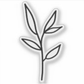 Black Contour Leaf Sprig Transparent Sticker (Voorkant)