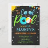 Black Cool Pool Party Uitnodiging voor verjaardag (Voorkant)
