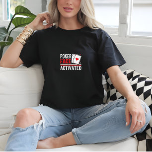 Black Cool Woman Poker Gezichtsafdruk T-shirt