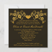 Black, Copper Floral 50th Jubileum Invitation Kaart (Achterkant)