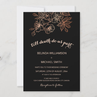 Black Copper Floral | Goth Wedding Kaart