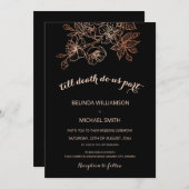 Black Copper Floral | Goth Wedding Kaart (Voorkant / Achterkant)