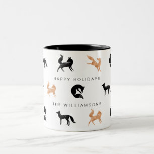 Black & Copper Holiday Woodland Forest Vossen Tweekleurige Koffiemok