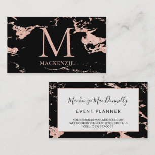 Black Copper Roos Gold Foil marble Monogram Visitekaartje