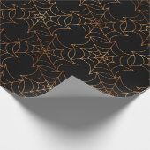 Black Copper Spider Web Pattern Halloween Cadeaupapier (Hoek)