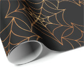 Black Copper Spider Web Pattern Halloween Cadeaupapier (Rol Hoek)
