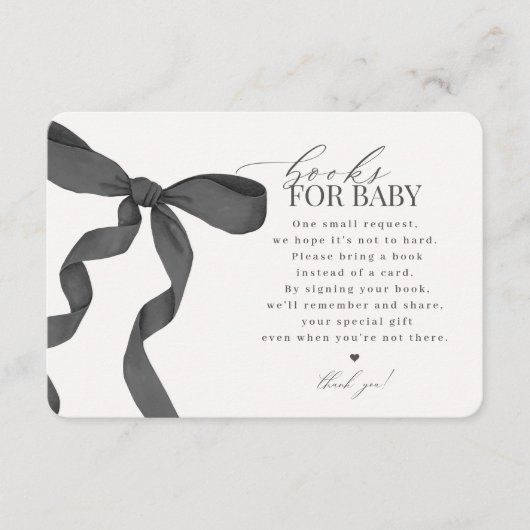 Black Coquette Books For Baby Invitation insert (Devant)