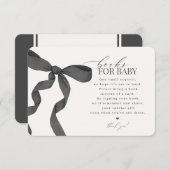 Black Coquette Books For Baby Invitation insert (Devant / Derrière)