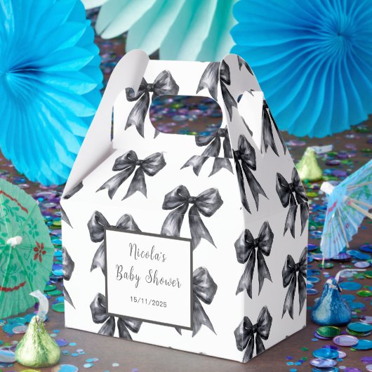 Black Coquette Bow Baby shower Bedankdoosjes (Feest)