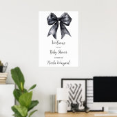Black Coquette Bow Baby shower Poster (Thuiskantoor)