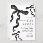 Black Coquette Bow Baby shower Uitnodiging (Voorkant)