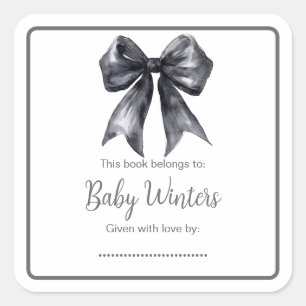 Black Coquette Bow Baby shower Vierkante Sticker