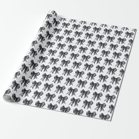 Black Coquette Bow Cadeaupapier (Uitgerold)