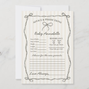 Black Coquette Bow Conseils pour carte Baby shower