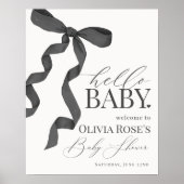 Black Coquette Bow fille Baby shower Affiche de bi (Devant)